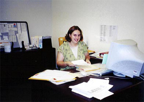 Mandie Working at Alliance Title (Fall 2002)